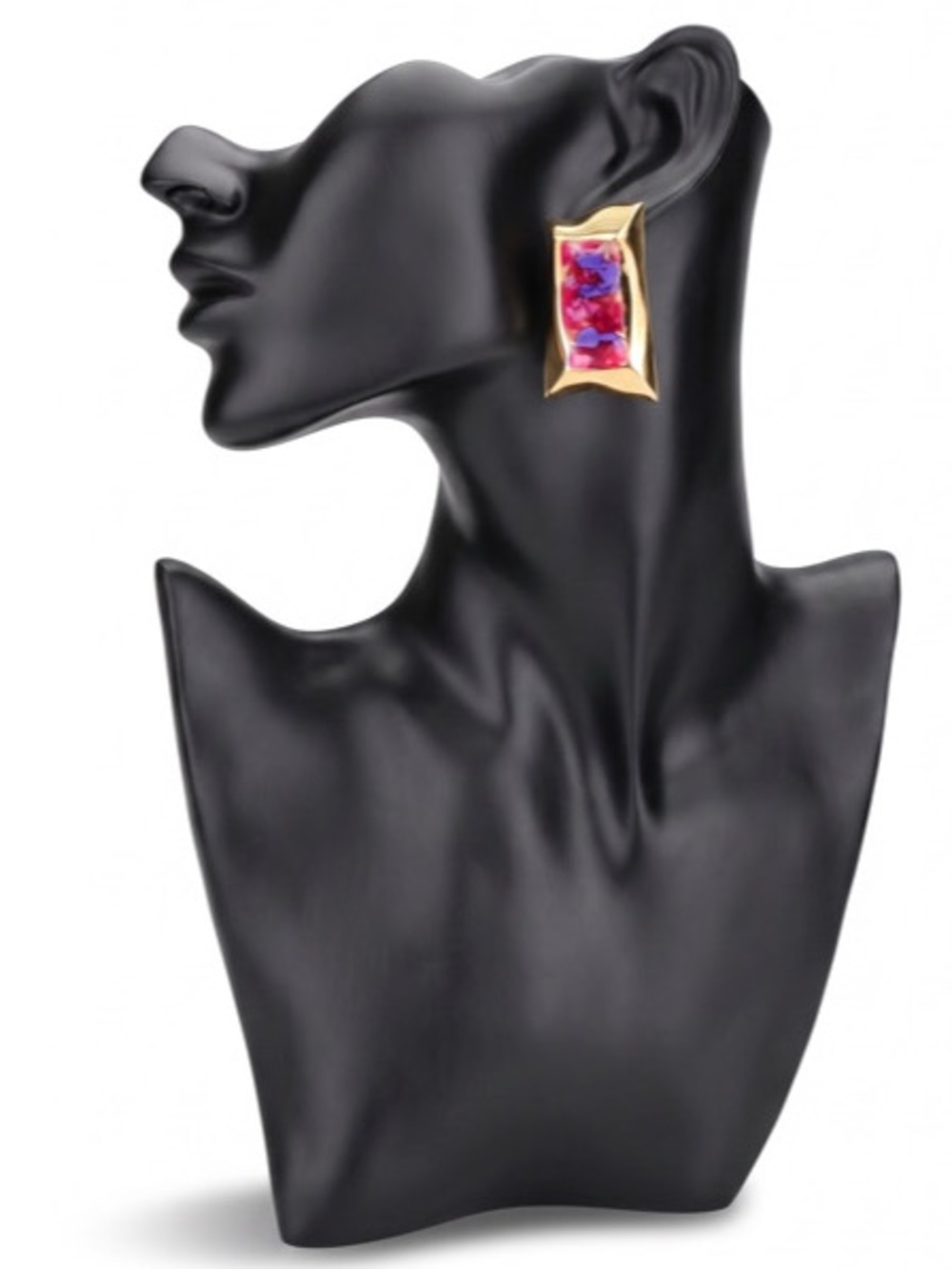 NWT Resin Geometric Rectangle Shaped Statement Earrings